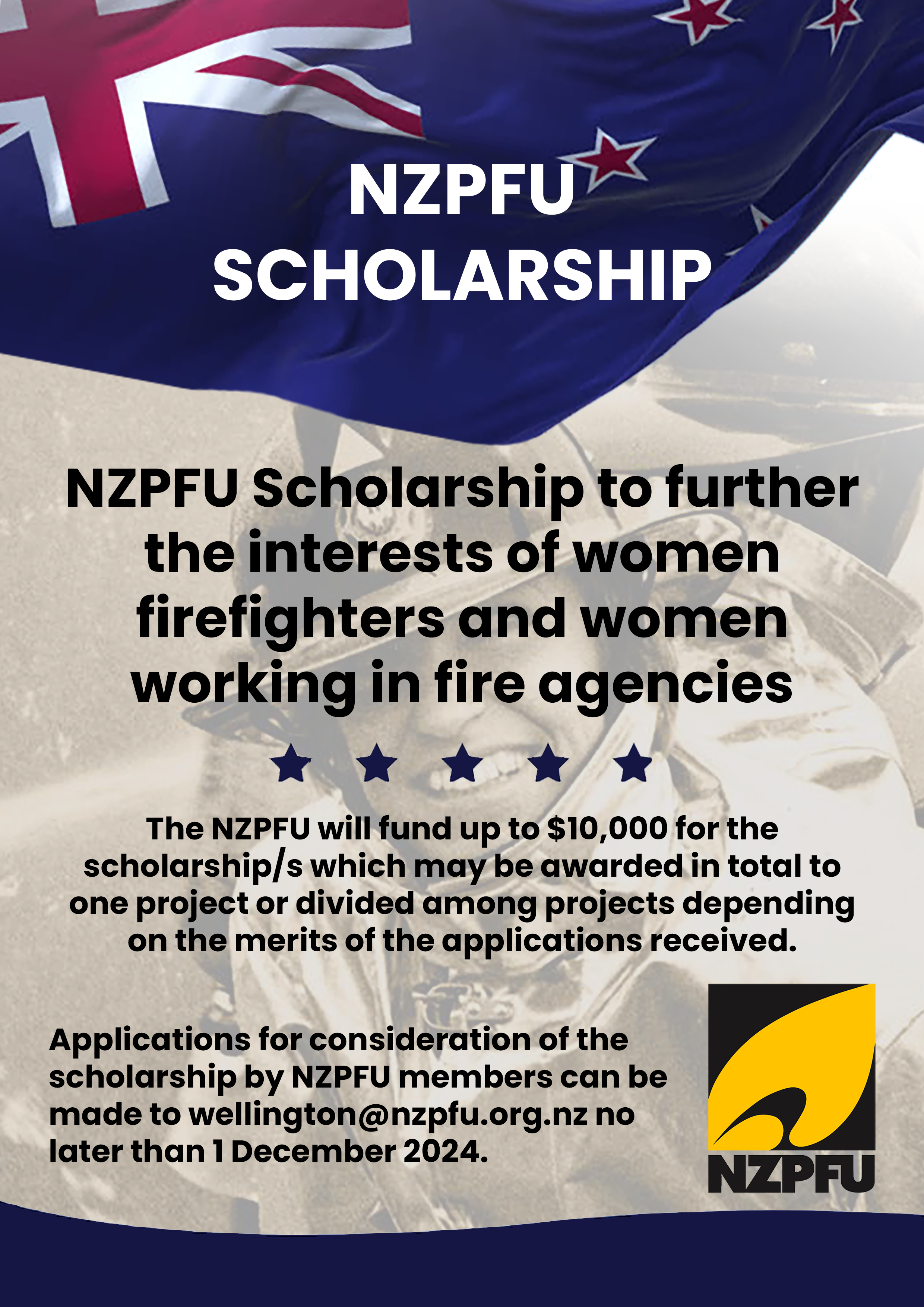 NZPFU Scholarship to further the interests of women firefighters and women working in fire agencies